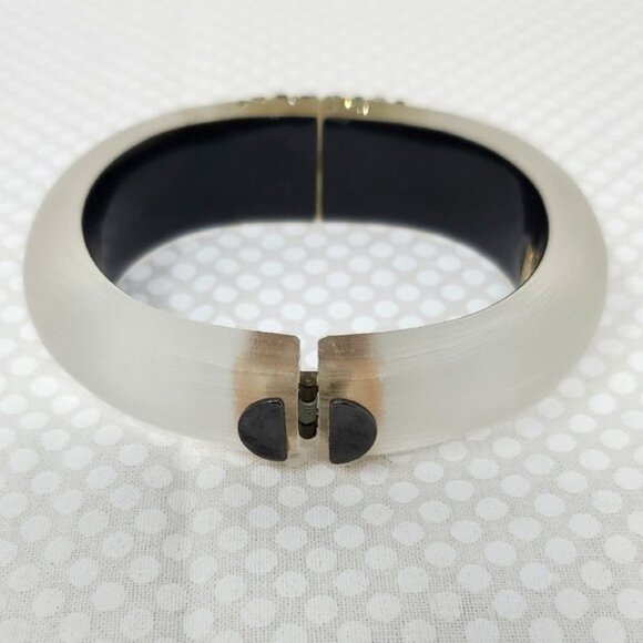 Alexis Bittar Lucite, Crystal Studded Hinge Bracelet w/ Dust Bag - Picture 4 of 8